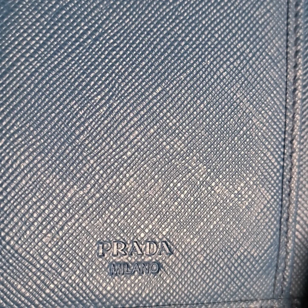 Prada Saffiano Bifold Compact Half Zip Wallet